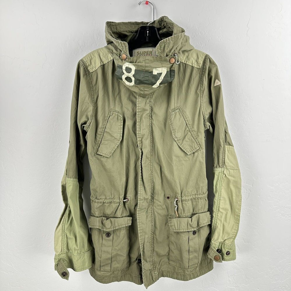 SCOTCH & SODA Super Parka Olive Green Military‎ Jacket Size 16 Cinch Zip Hood